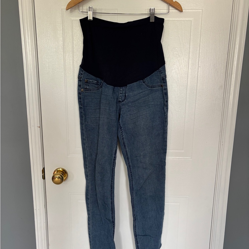 Indigo Blue Denim Jeans with Black Waistband